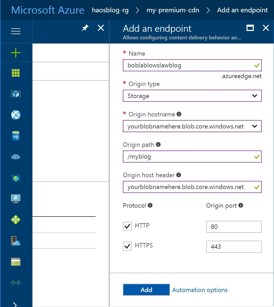 Create CDN Endpoint
